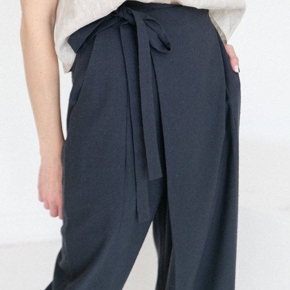 Brand New Beautiful Women's Raw Silk Ainsley Wrap Sarong Pants by 7115 by Szeki - Picture 5 of 16